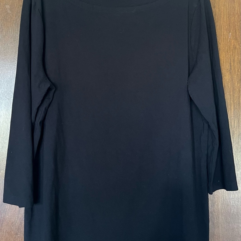 Black 3/4 Sleeve Boatneck Top